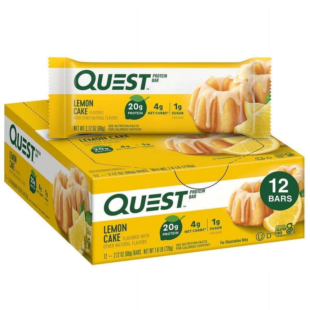 Quest Protein Bar, High Protein, Keto-Friendly, Lemon Cake, 12 Count Delicious