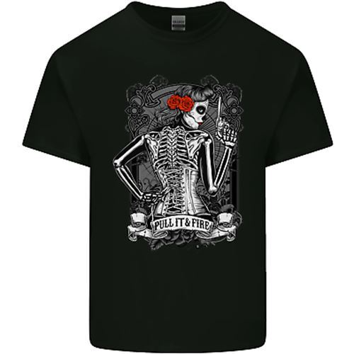 Pull It and Fire Day of the Dead La Catrina Mens Cotton T-Shirt Tee Top