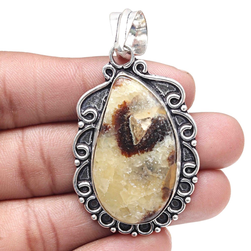 Septarian Jasper Pendant Silver Jewelry Handmade Gift for Valentine