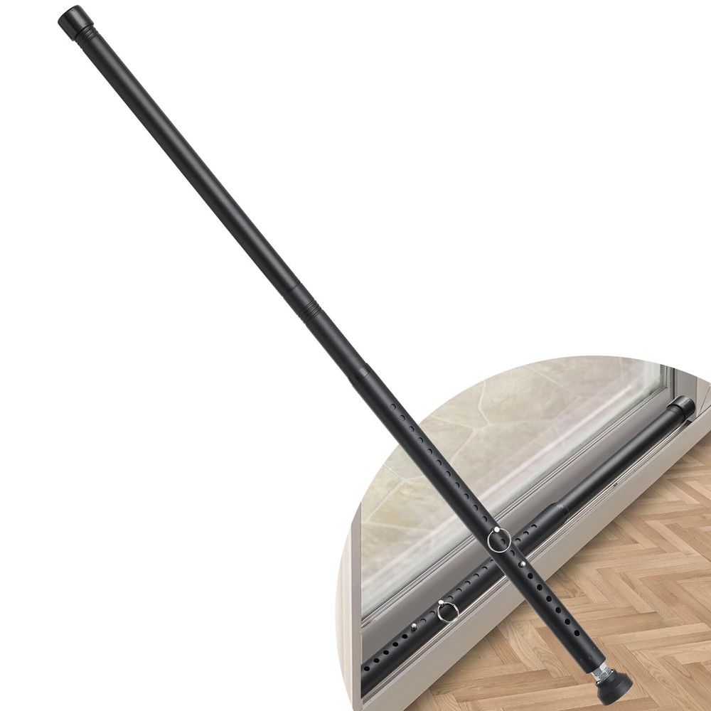Adjustable 17.7-50.5 Inch Sliding Door Locking Safety Bar with Rubber Pads