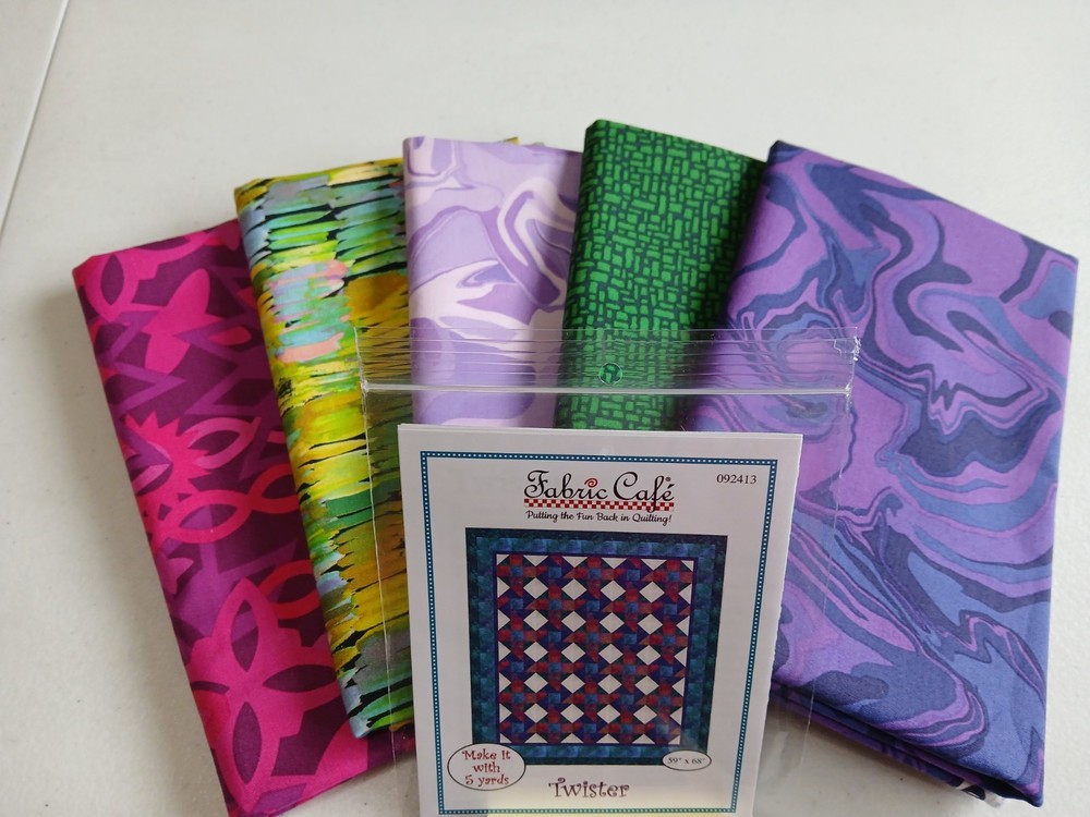 Bundle 5 yard, Fabric Cafe pattern, Quilt Kit, Coordinated focus, lgt,drk