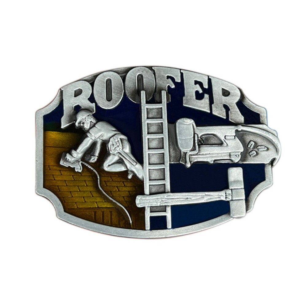 Western Belt Buckle for Men & Women Cowboy Rodeo Metal Vintage Style Wear Roofer