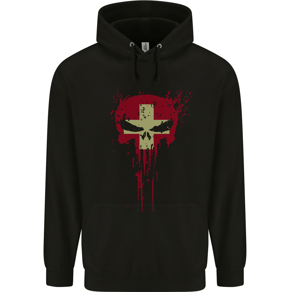 Swiss Skull Gym Training Bodybuilding Mens 80% Cotton Hoodie