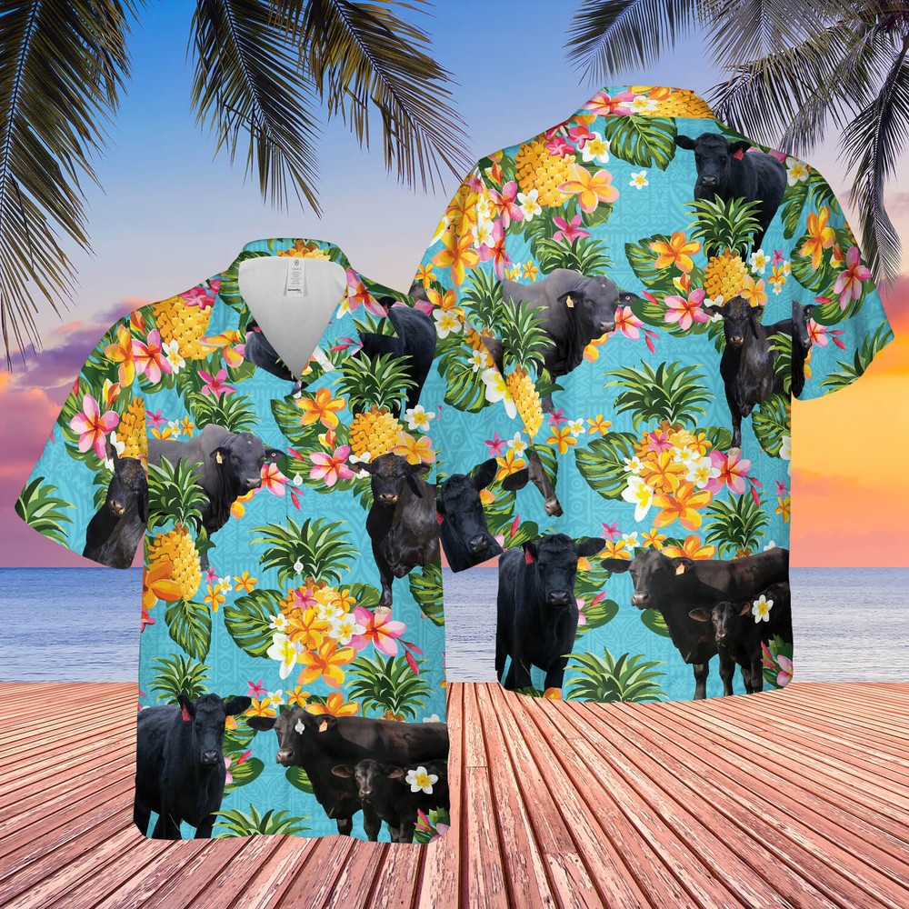 Pineapple Hawaiian 3D Printed Shirt for Brangus Cattle Enthusiasts