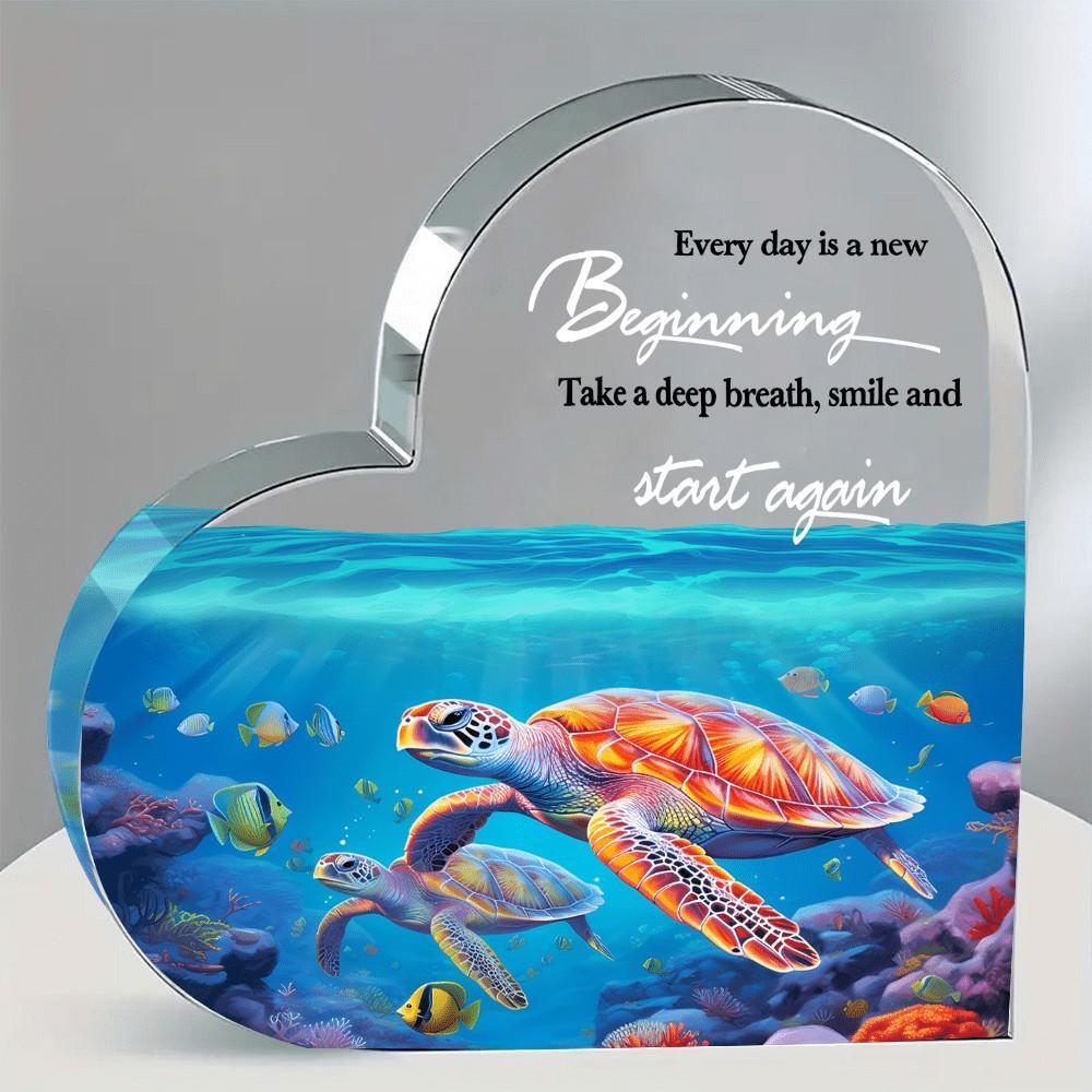 Figurine Turtle Acrylic Multicolor Small Carved Modern Heart Novelty Home Decor