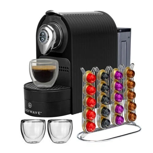 ChefWave Nespresso-Compatible Espresso Maker with Capsule Rack – Black