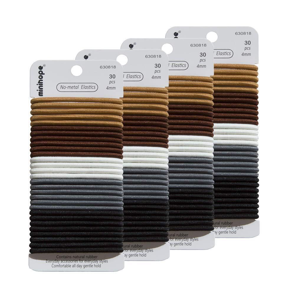 Minihope Women’s Thick Hair Elastics 120-Pack 4MM for Medium Hair