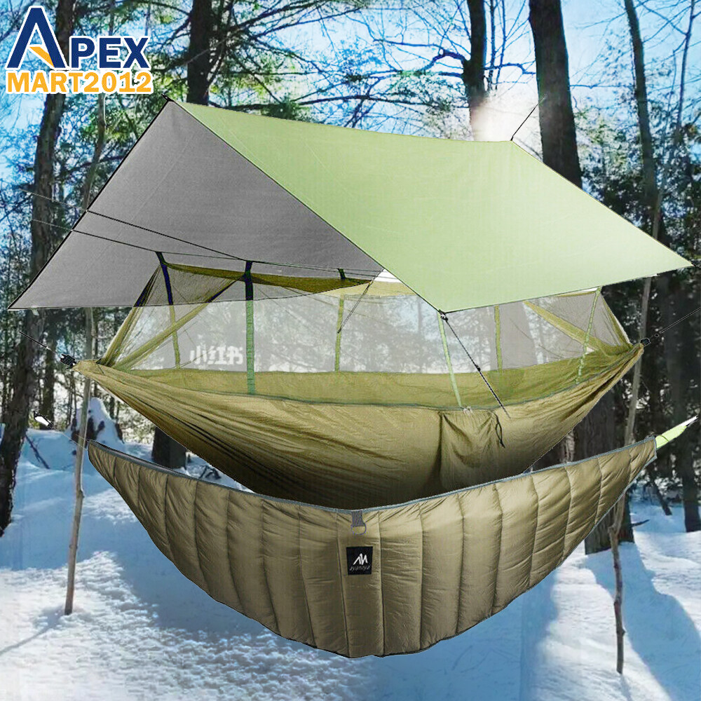 Portable Camping Hammock With Mosquito Net + Under Quilt + Rain Fly Tarp Shelter