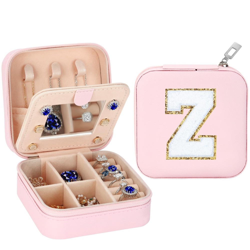 Compact Travel Jewelry Organizer with Mirror - Trendy Gift for Women & Teens