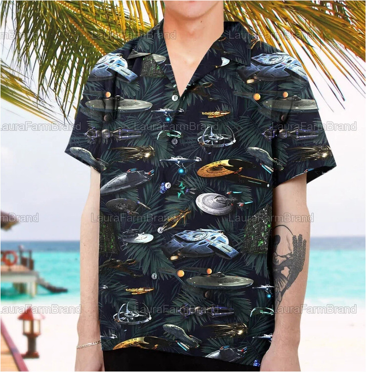 Trek Starships Beach Button-Up Shirt New 3D Hawaii Design All Over Print Available at Best Price