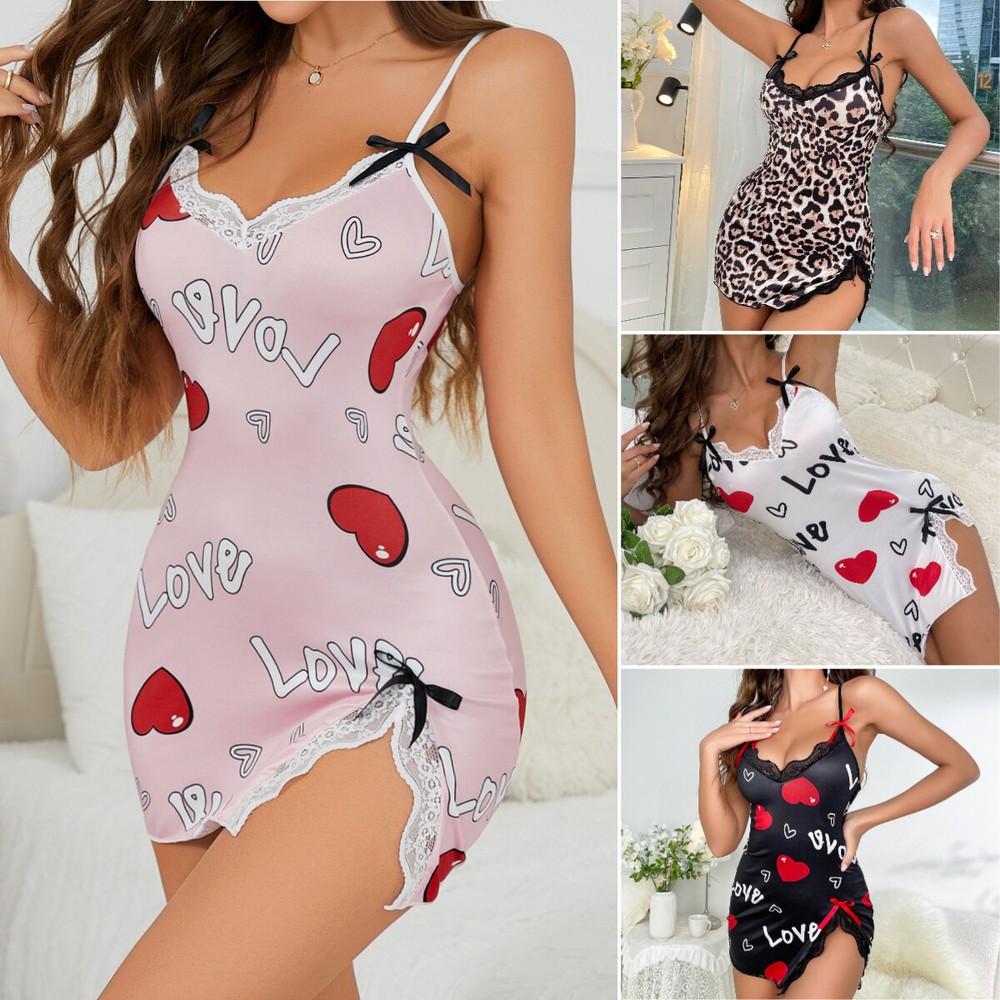 Women Sexy Lingerie Lace Silk Babydoll Mini Dress Underwear Nightwear Sleepwear
