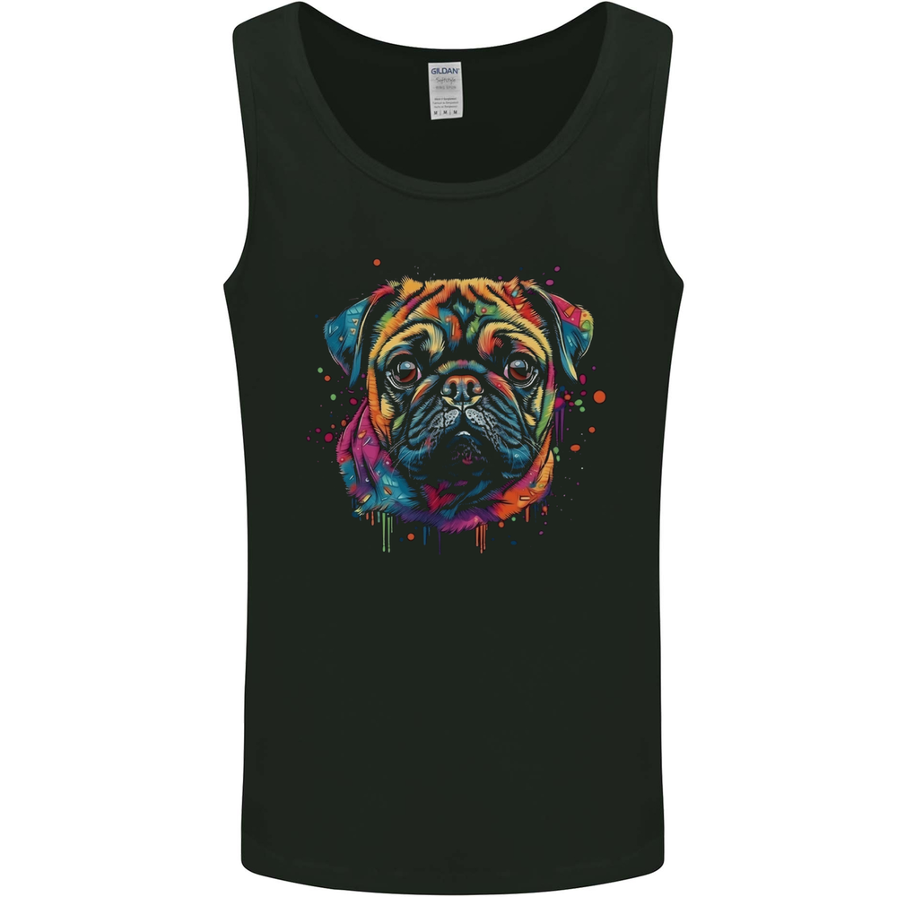 A Colourful Pug Dog Mens Vest Tank Top