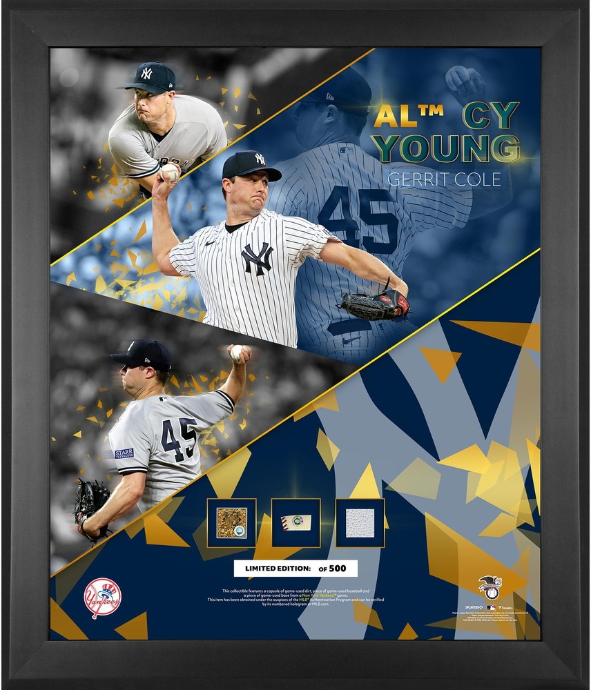 Gerrit Cole Yankees Framed 20x24 AL Collage w/GU Dirt Ball & Base-LE 500