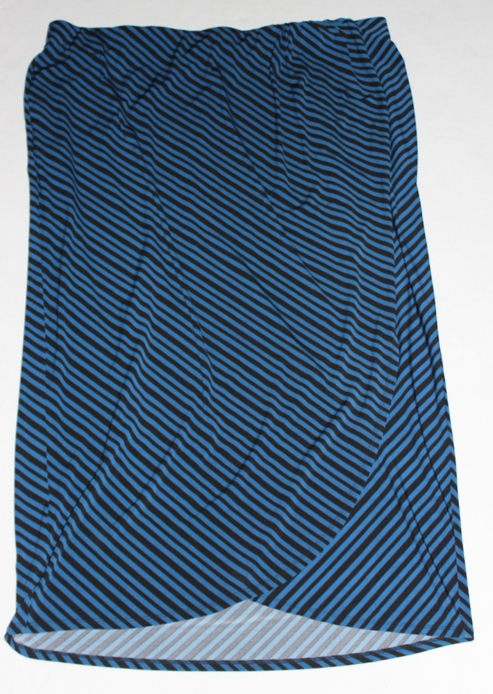Lane Bryant Women's Long Skirt Size 22/24 Blue & Black Striped Side Faux Wrap