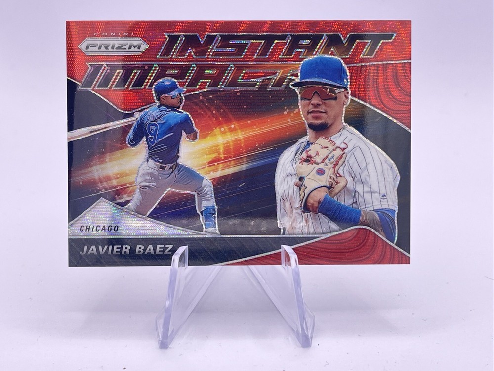 2020 Panini Prizm Instant Impact #II-3 Javier Báez Red Wave Parallel – Limited Edition /99 – Collectible Baseball Card