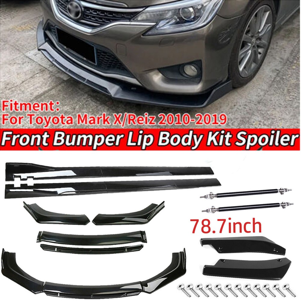 For Toyota Mark X Reiz Front Bumper Lip Spoiler Splitter Side Skirt +Strut Rods
