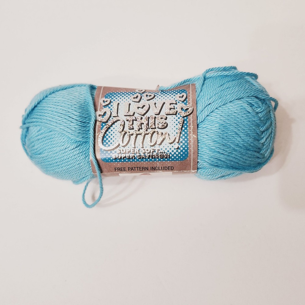 I Love This Cotton Yarn Turquoise 3.5 Oz Skein Soft Crafting