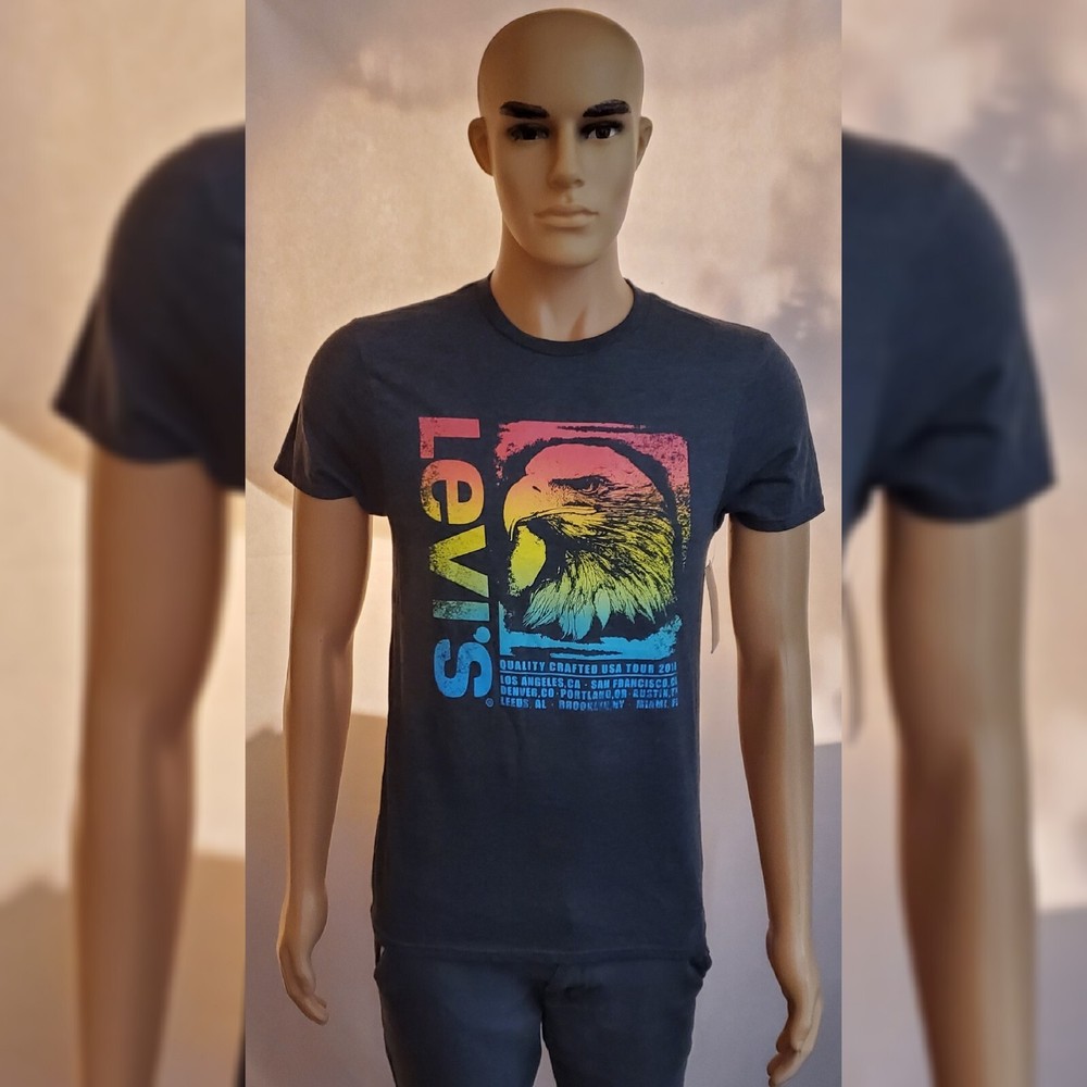 LEVI'S TSHIRT MEN'S CREW NECK SHORT SLEEVE SIZE S GREY COLORFUL LOGO