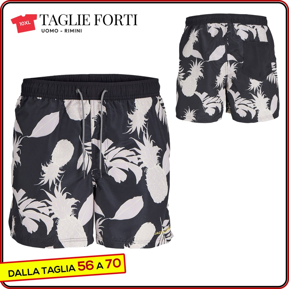Jack & Jones Plus size black boxer swimsuit for men. Big and tall. Big size.