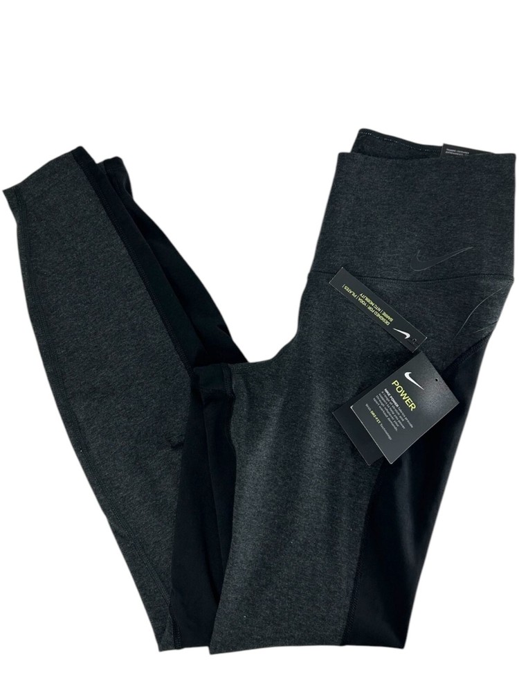 Nike Women's M High-Rise Colorblock Black Grey Athletic Leggings for Active Wear