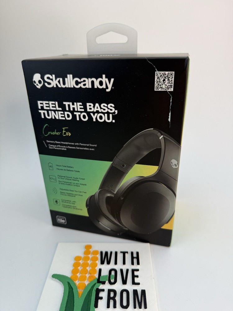 Skullcandy Crusher Evo Wireless Over-Ear Headphones in True Black with Bass Adjust