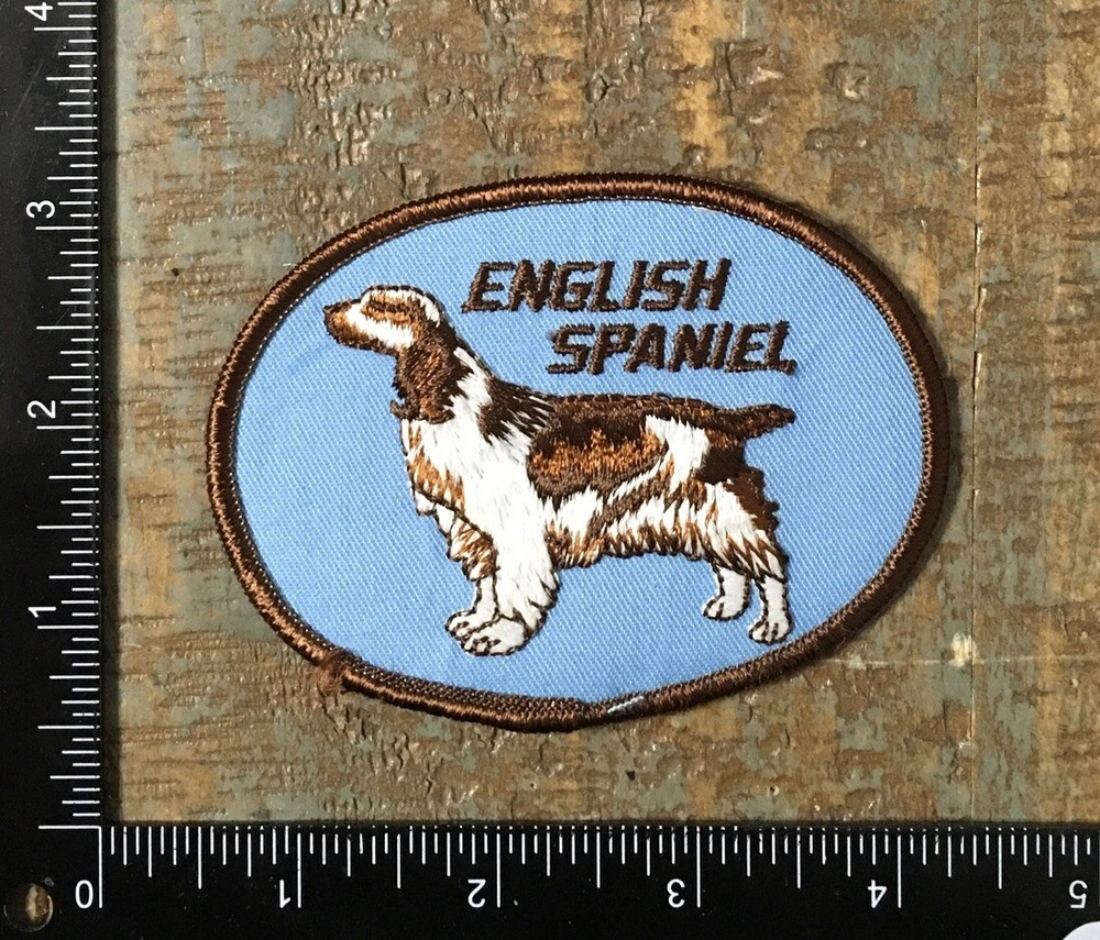 Vintage ENGLISH SPANIEL Dog Breed Pet Embroidered Iron-On Patch 1970’s Twill