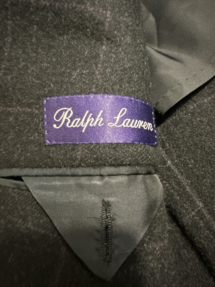 RALPH LAUREN PURPLE LABEL Black 100% CASHMERE Blazer Sport Coat Jacket - 42R