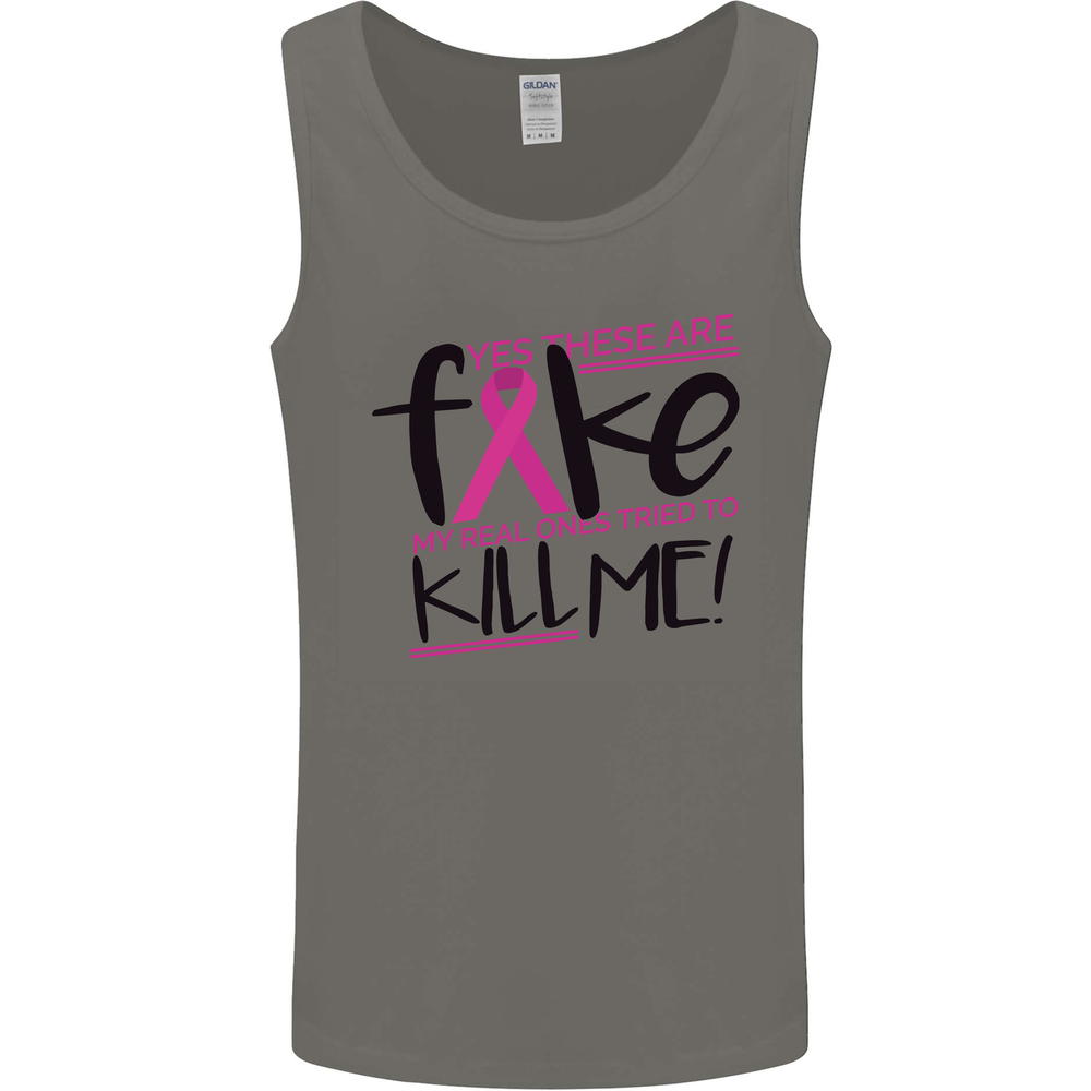 Breast Cancer Awareness Fake Boobs Mens Vest Tank Top