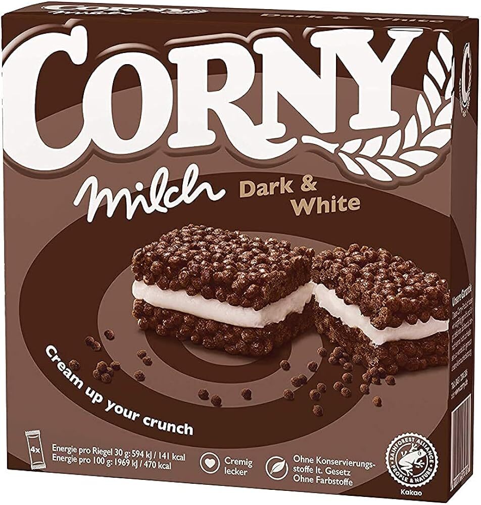 Corny Milch Dark & White Milk Sandwich Cereal Bar | Milk Cream Combined With ...