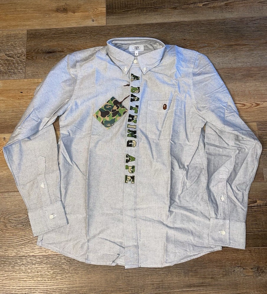 BAPE ABC Applique Oxford BD Shirt Mens Medium Fits Small