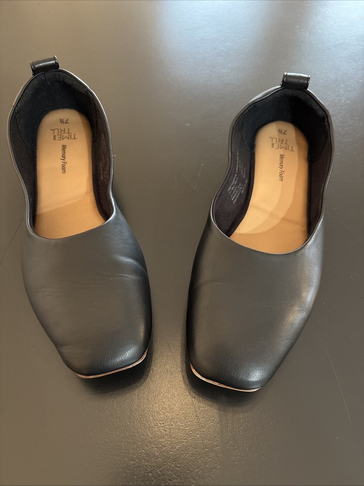 TIME AND TRU Womens Black Memory Foam Flats Size 7.5