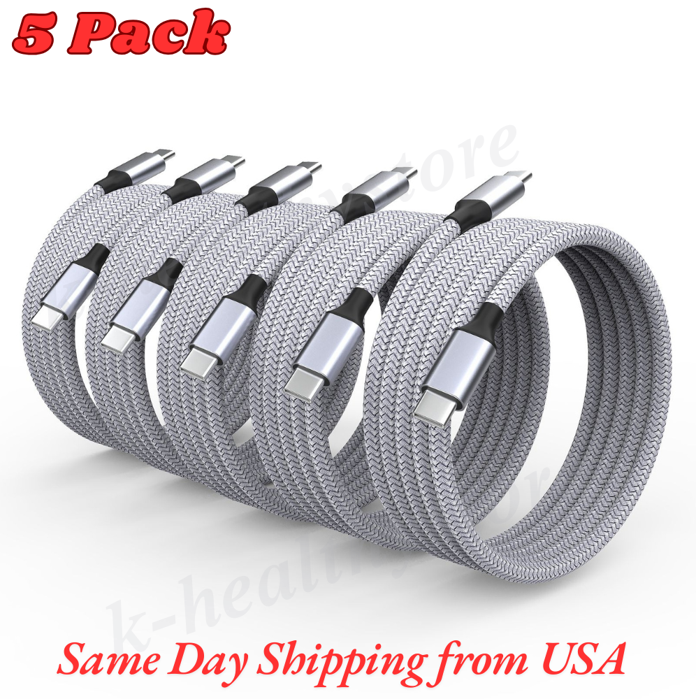 6ft USB-C to USB-C Fast Charging & Sync Cable 5 Pack