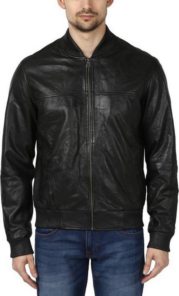 Premium Genuine Lambskin Leather Bomber Jacket for Men - Biker Style Coat