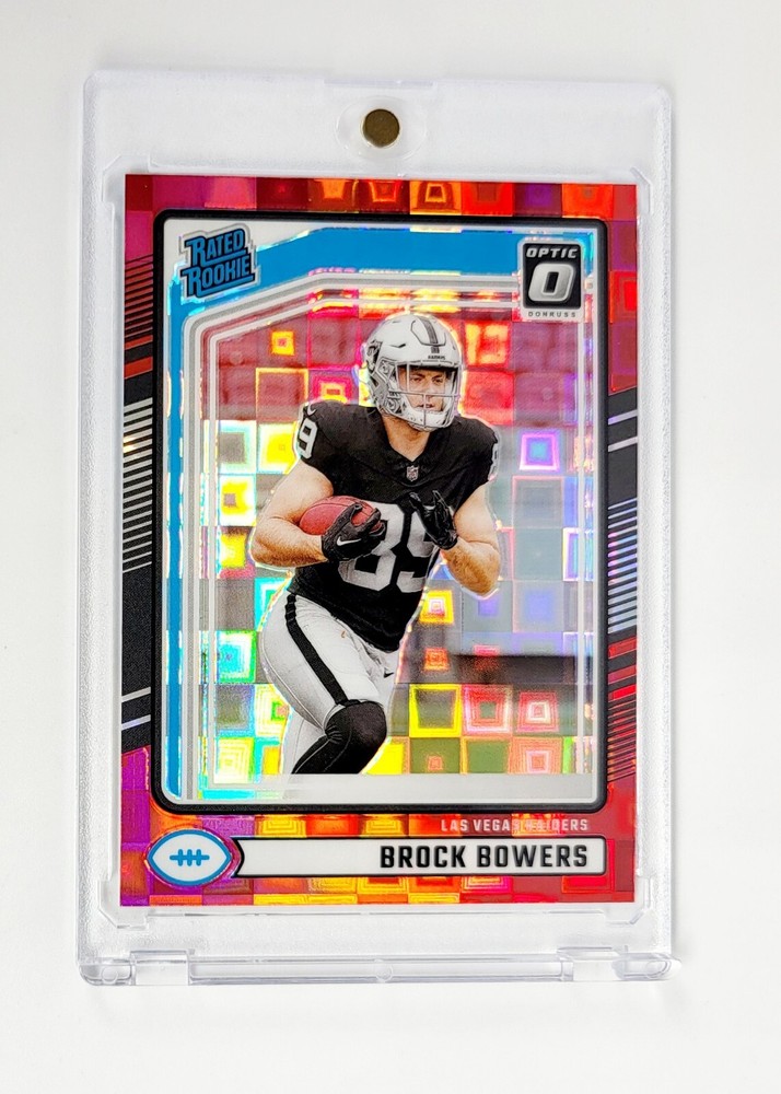 MINT SP 2024 Donruss #394 Brock Bowers RC Rated Rookie Red Pandora Optic Preview