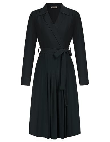 Elegant Black Collared Long Sleeve Dress
