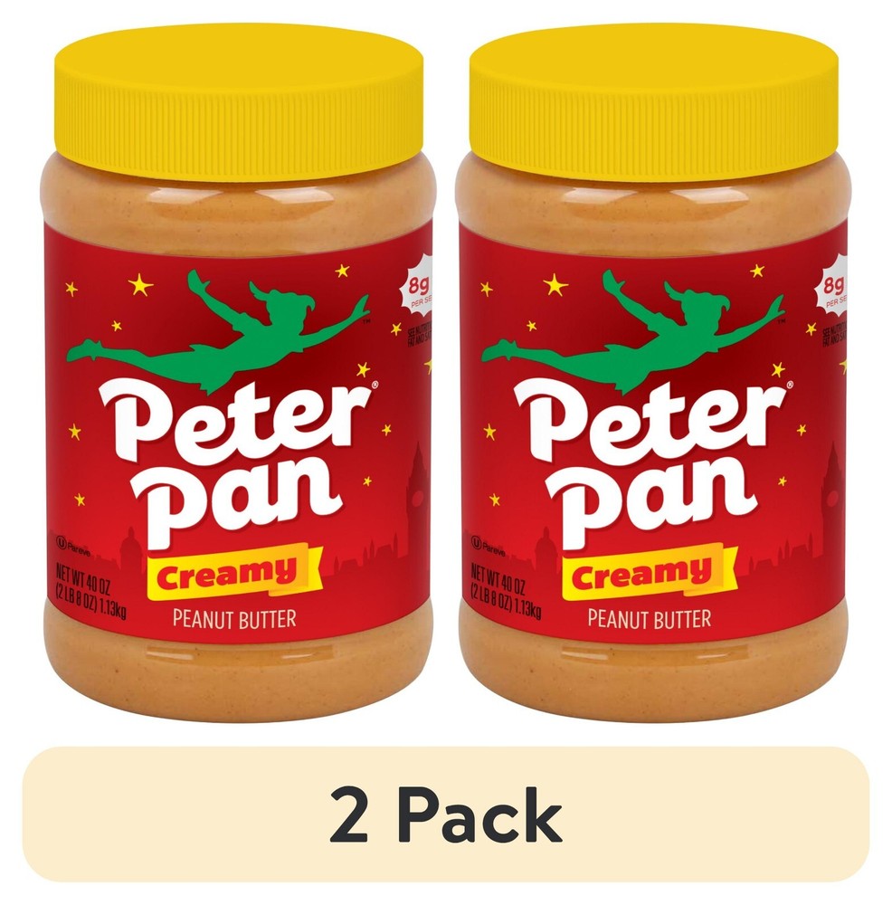 (2 pack) Peter Pan Creamy Peanut Butter Spread, Smooth, Gluten-Free, 40 oz Jar
