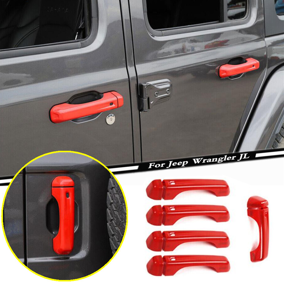 2018-2023 Jeep Wrangler JL Red ABS Side Door & Rear Handle Cover Trim