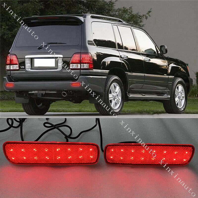 LED Rear Bumper Fog Lamp Light Reflector For Toyota Land Cruiser LC100 1998-2007