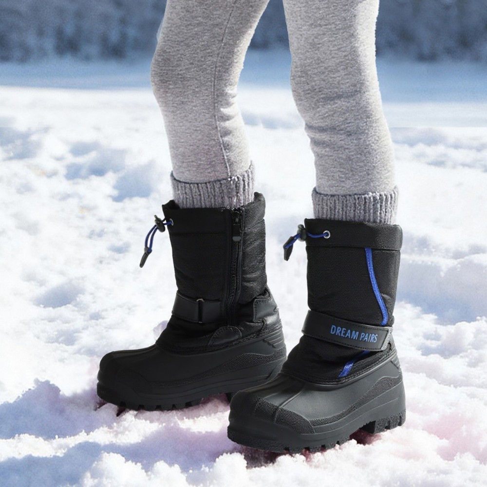 Boys Girls Big Kids Snow Boots Toddlers Youth Insulated Warm Mid Calf Ski Boots