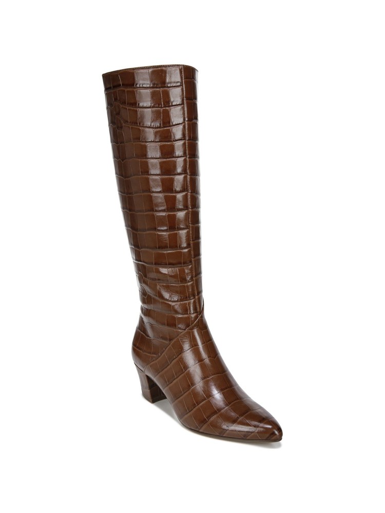 NATURALIZER Womens Brown Non-Slip Melanie Pointed Toe Block Heel Leather Boots 9