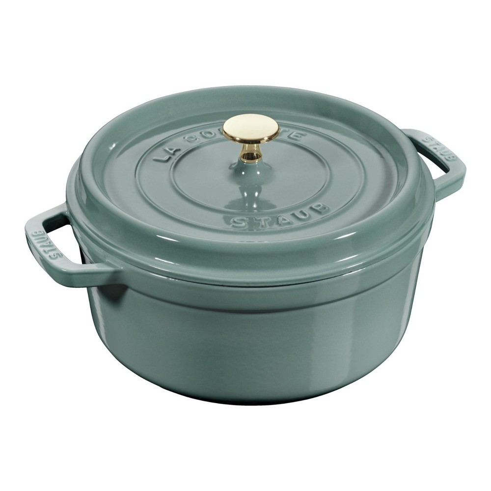 FLASH SALE !!! Staub Cast Iron 4 qt, Round, Dutch Oven, Eucalyptus 🔥🔥🔥-image