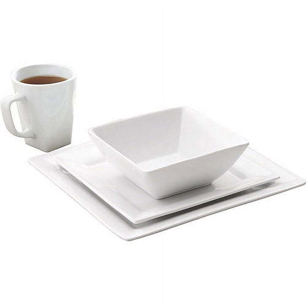 Better Homes & Gardens 16 Piece Square Porcelain Dinnerware Set/White