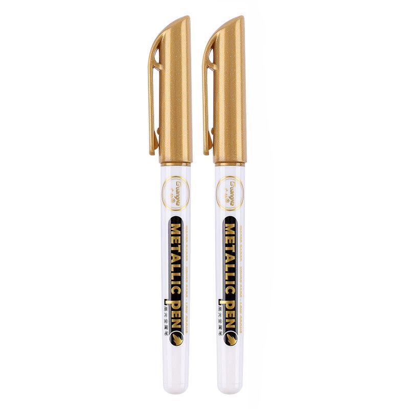 2pcs Metallic Pen; Golden Silver Resin Drawing Pen; Marker Pen For Acrylic Paint