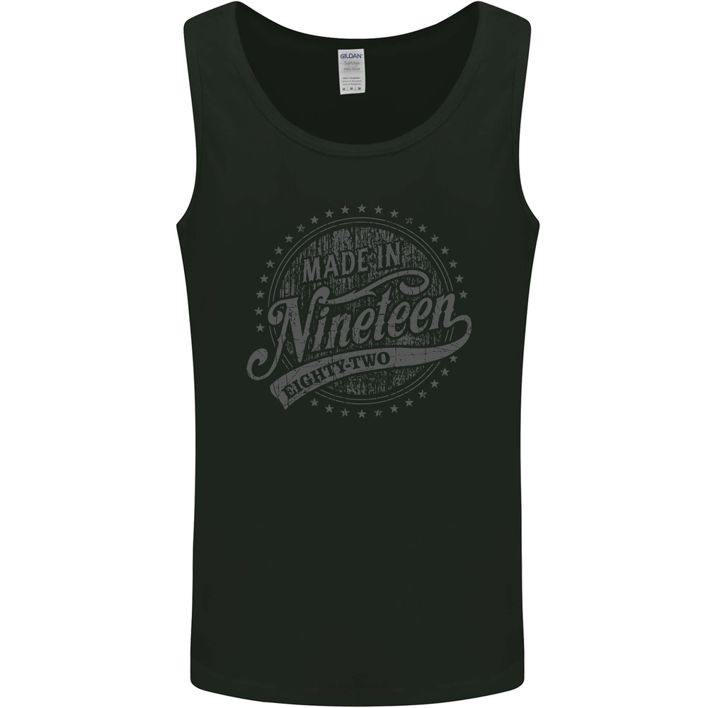 Distressed 43rd Birthday Made In 1982 Mens Vest Tank Top Black
