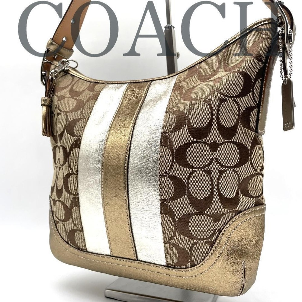 Coach Signature Gold Canvas Shoulder Bag 1492
