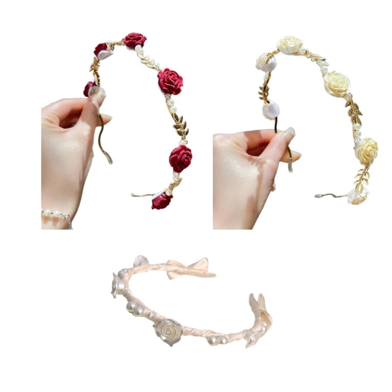 Elegant Rose Pearl Hairband for Weddings and Special Events