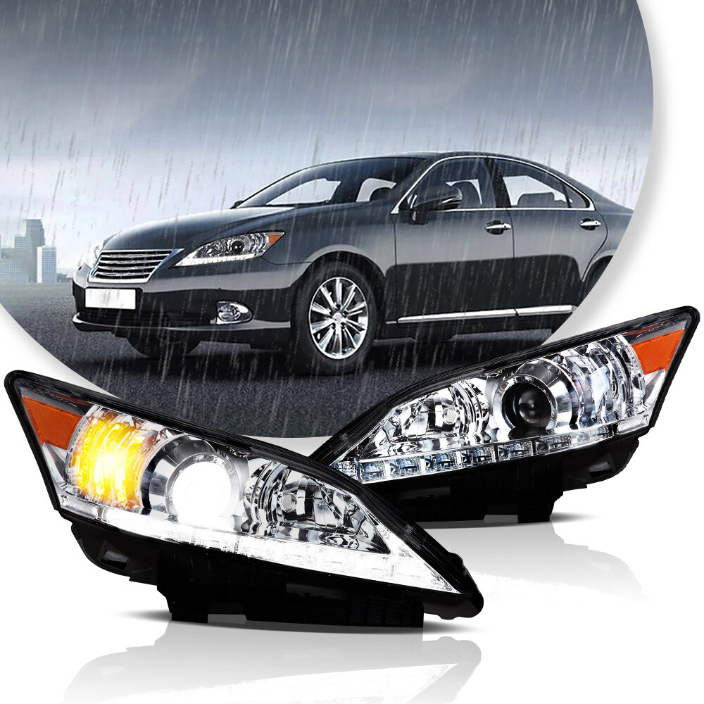 LED Headlights Assembly For 10-2012 Lexus ES350 Chrome Housing VLAND Left＆Right