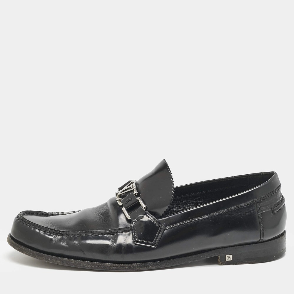 Louis Vuitton Black Leather Major Loafers Size 425