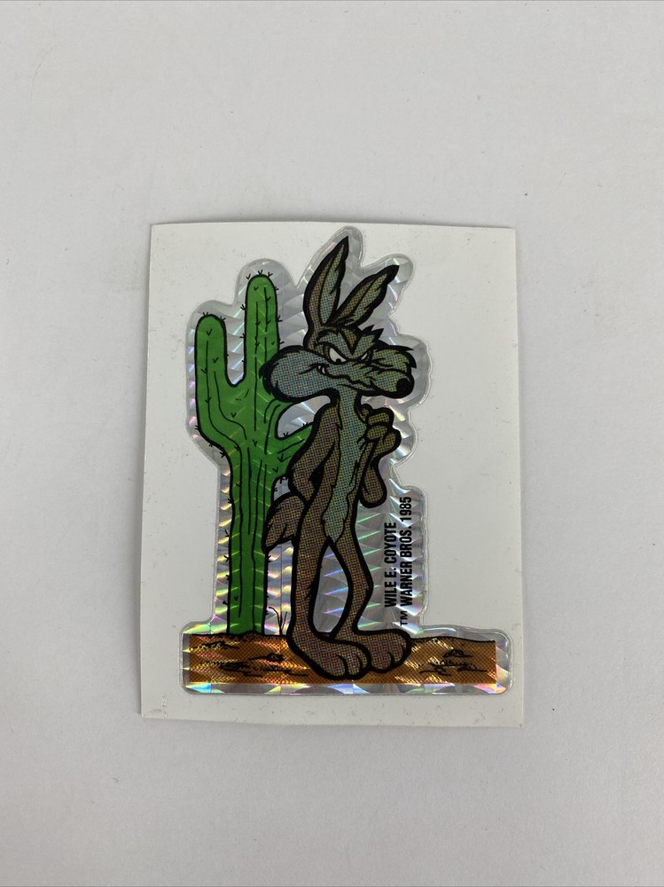 RARE 1985 Wile E. Coyote Looney Tunes Prism Vending Machine Sticker Warner Bros