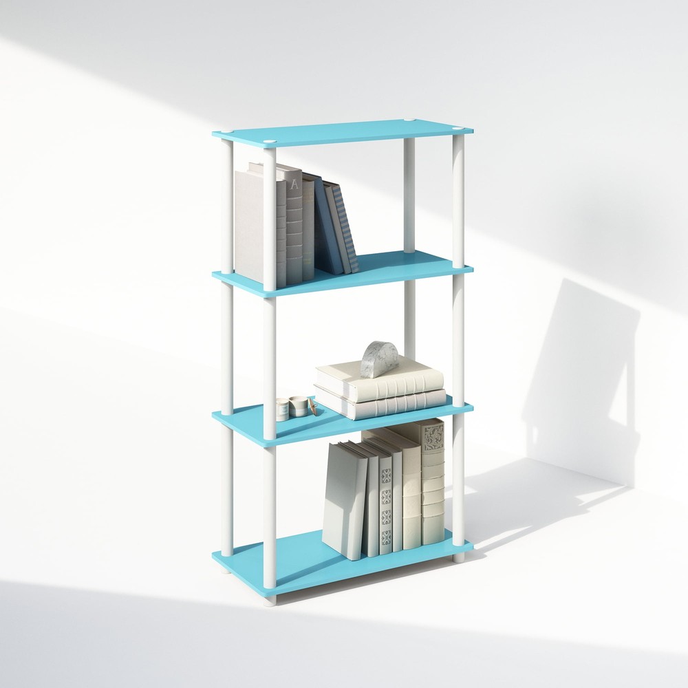 Turn-N-Tube 4-Tier Shelf Display Rack,Shelving Unit, Bookcase, LightBlue/White